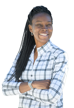 Wounded warrior Danielle Green smiles while crossing her arms. 