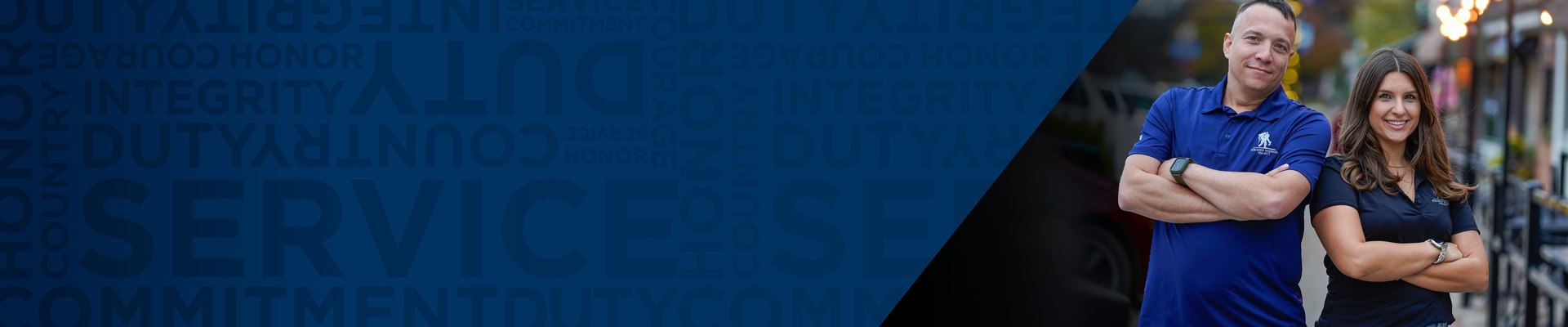 Warriors Brent Whitten and Keara Torkelson standing shoulder to shoulder and smiling at the camera.